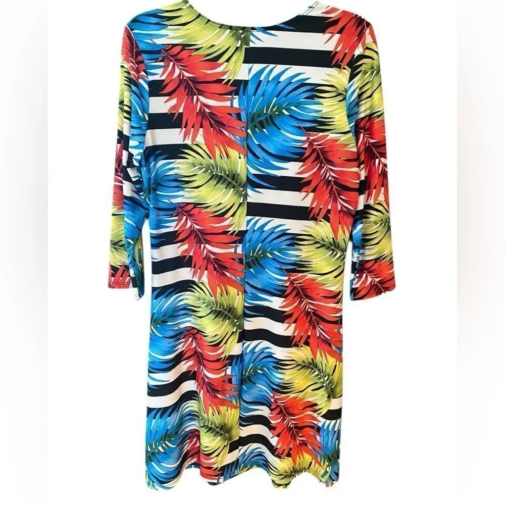 Pretty Woman Sz M Tropical Print Summer Vacation Lunch Wash Wear Dress